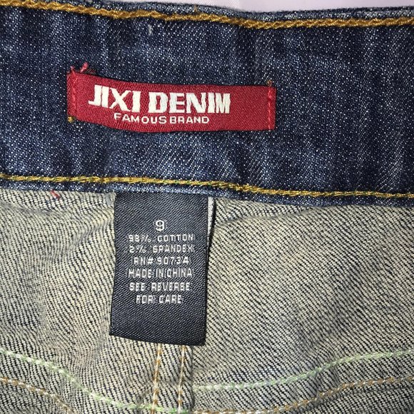 JIXI DENIM SKIRT WITH GOLD SEQUIN LACE - Picture 6 of 6